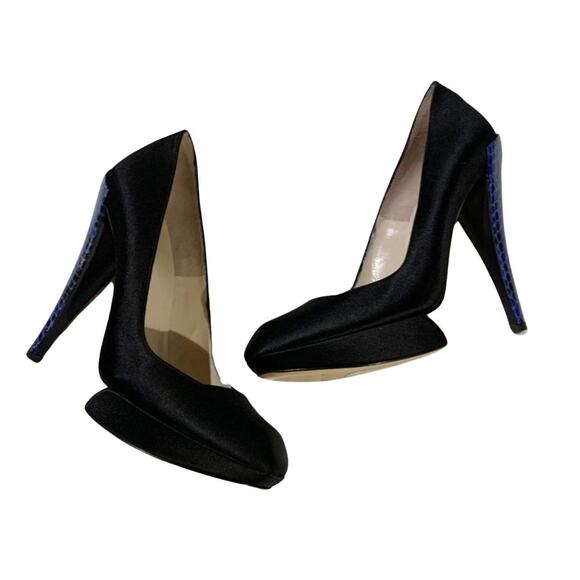 Nicholas Kirkwood Python Heel Platform Pumps 7.5 Black NEW - Picture 4 of 10